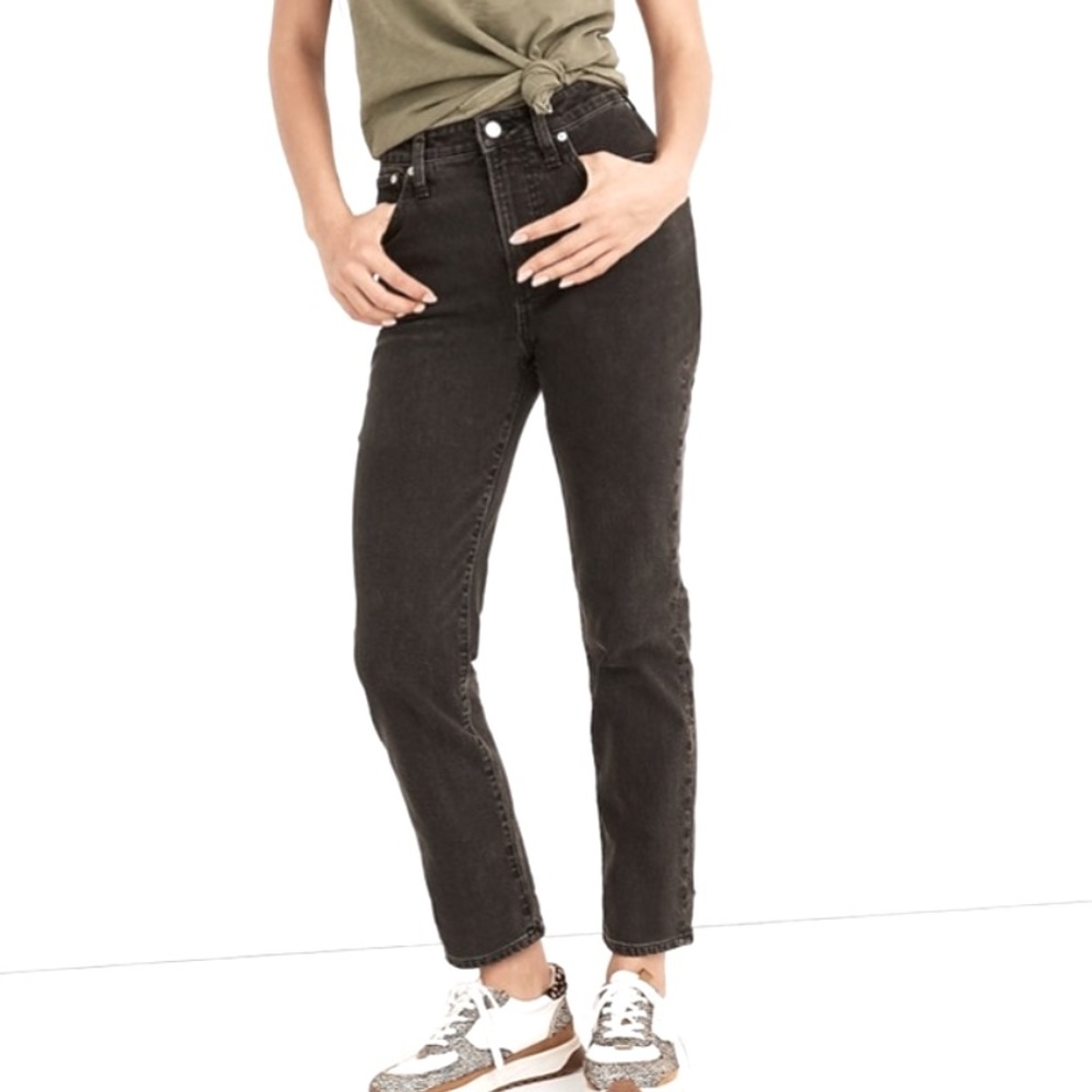 Madewell Perfect Vintage Straight Jeans Lunar Wash Black Plus 35 Cropped Casual